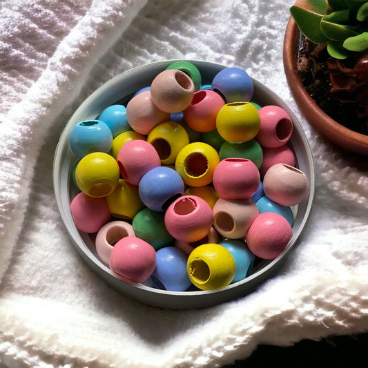 Pastel Coloured Smooth Beads // 20mm x 15mm // Hole 10mm // 12 or 24 pack - Cottonknotsxx