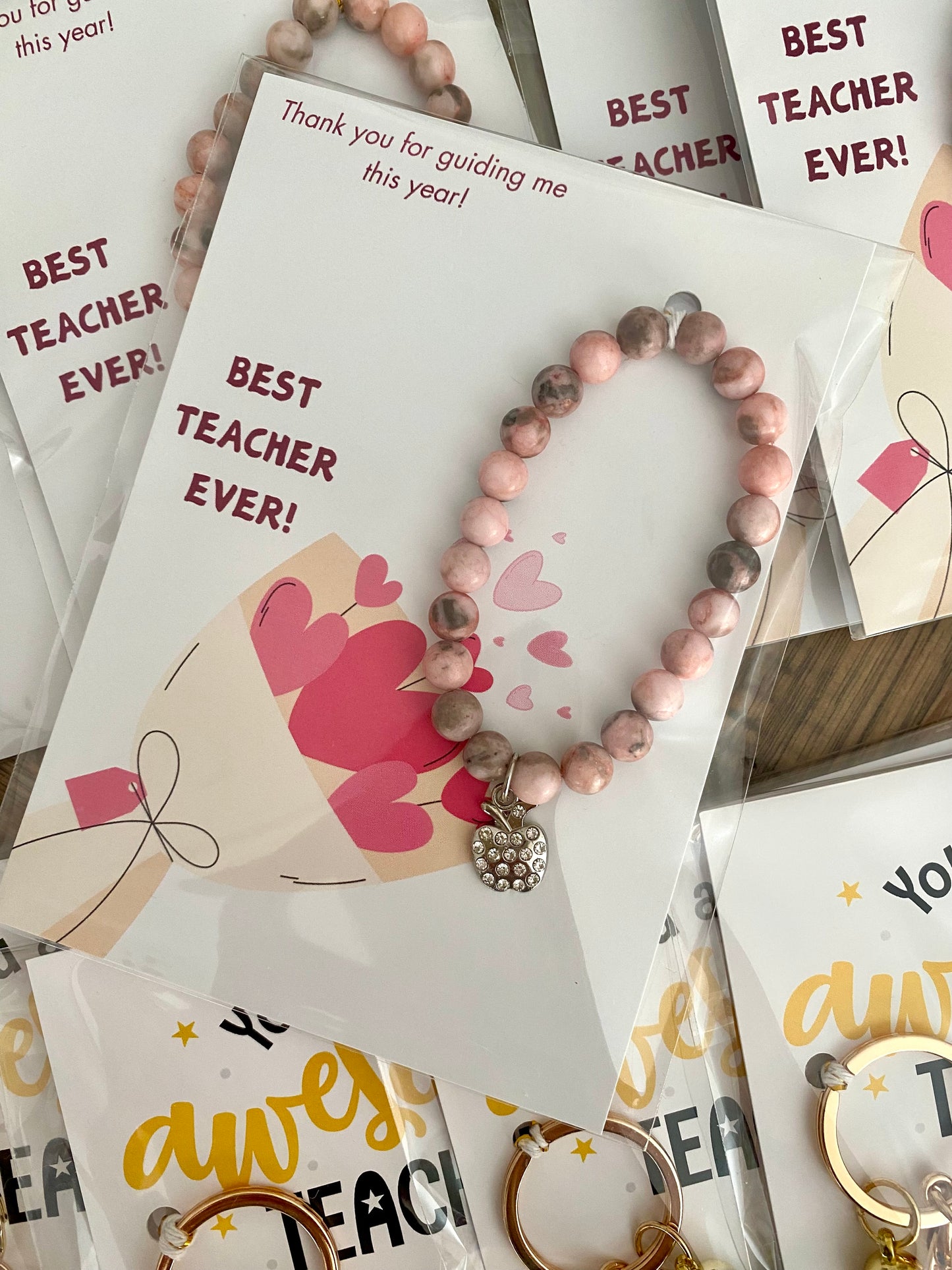 TEACHER | Best Teacher Ever Card | Bracelet Set