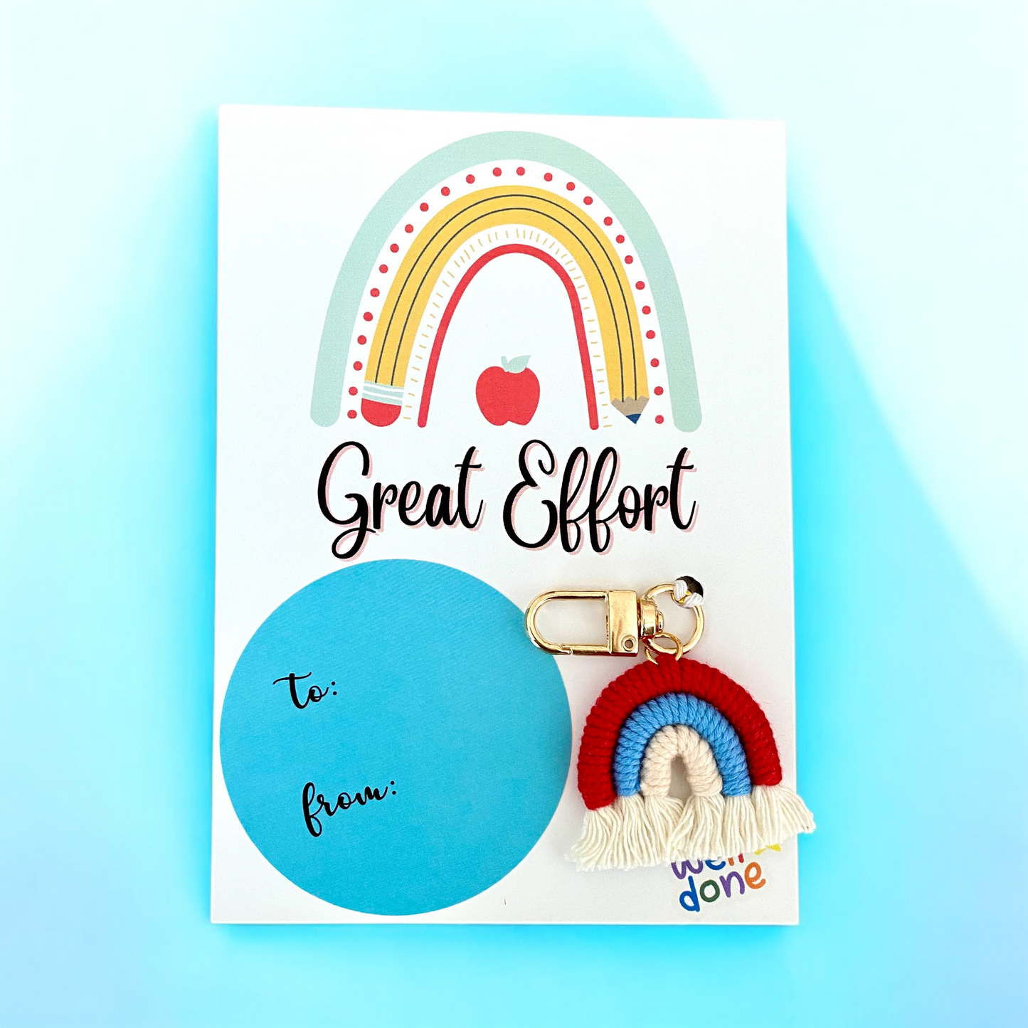 STUDENT | Great Effort Card | Rainbow Keyring Set