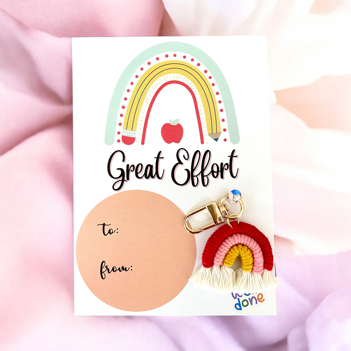 STUDENT | Great Effort Card | Rainbow Keyring Set