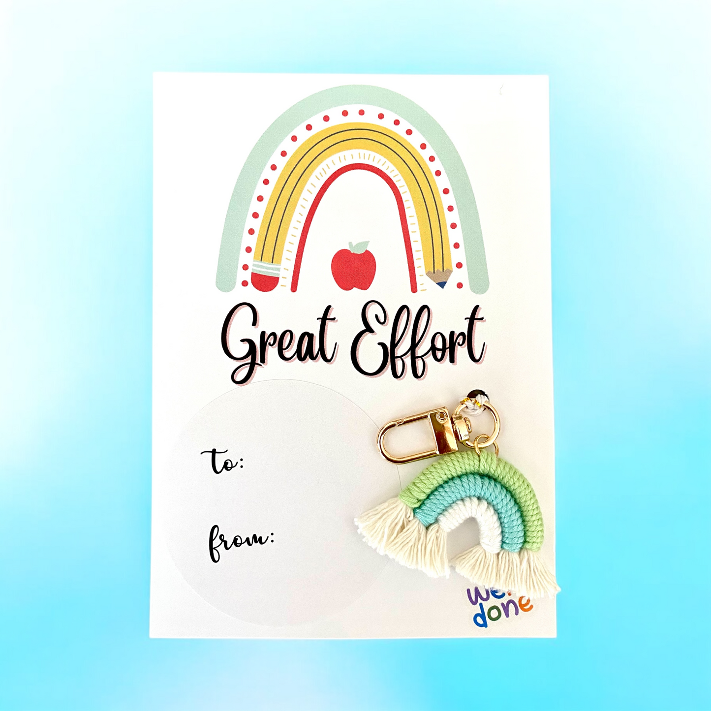 STUDENT | Great Effort Card | Rainbow Keyring Set