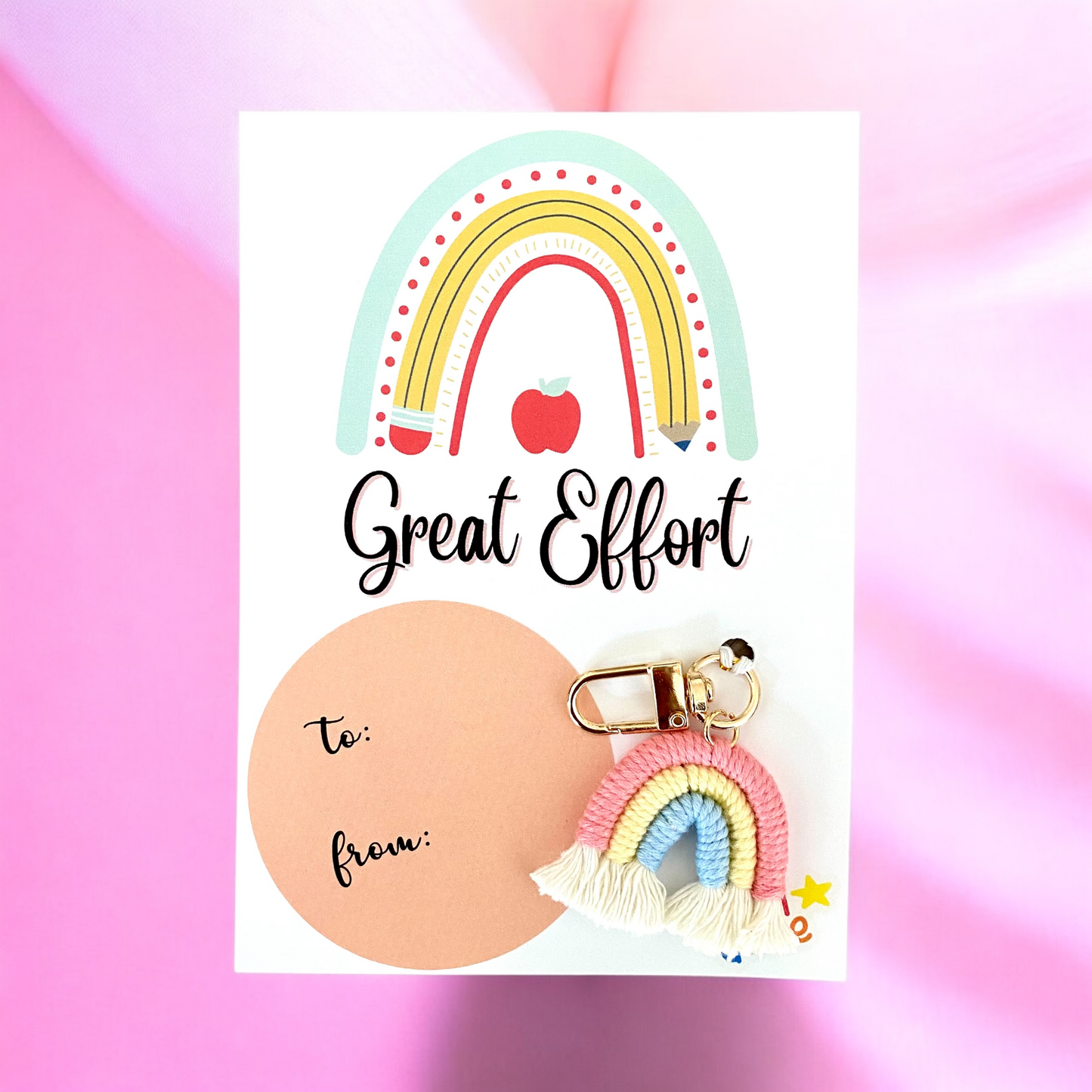 STUDENT | Great Effort Card | Rainbow Keyring Set