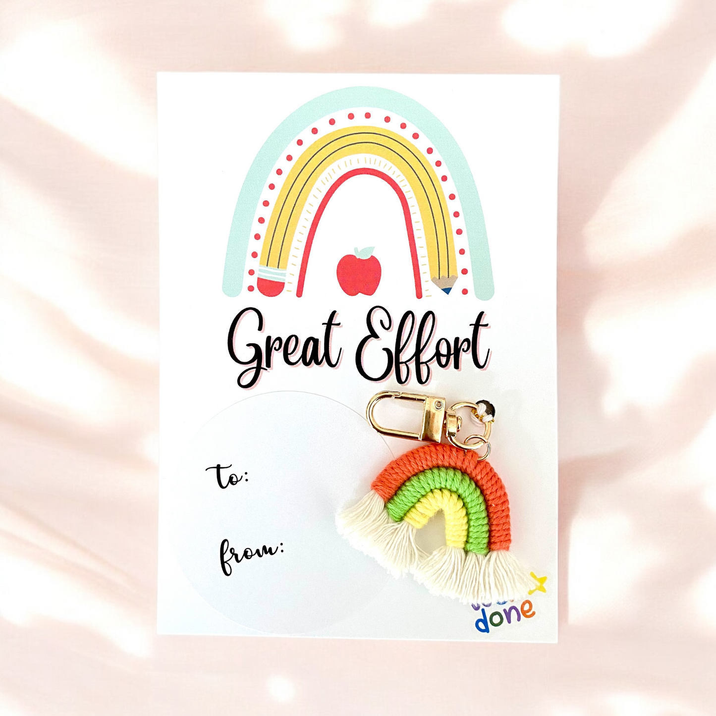 STUDENT | Great Effort Card | Rainbow Keyring Set