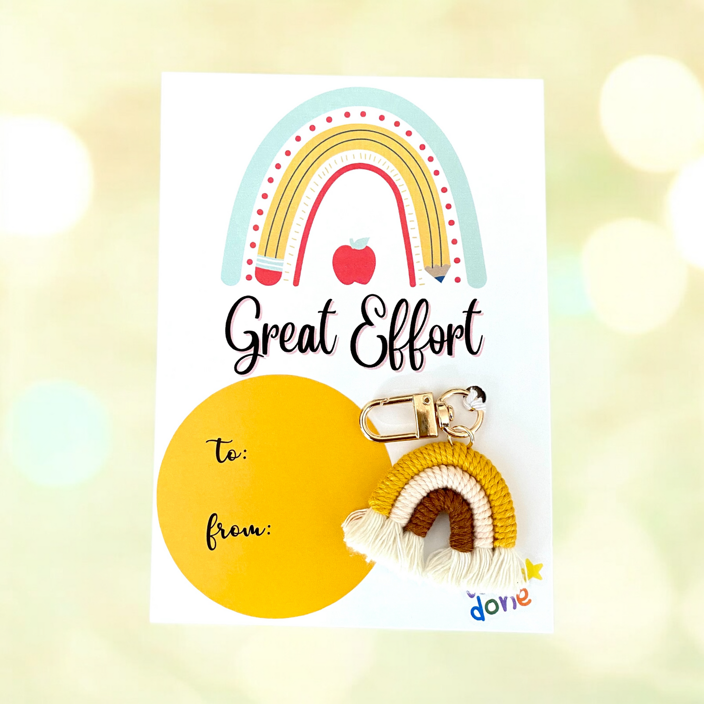 STUDENT | Great Effort Card | Rainbow Keyring Set