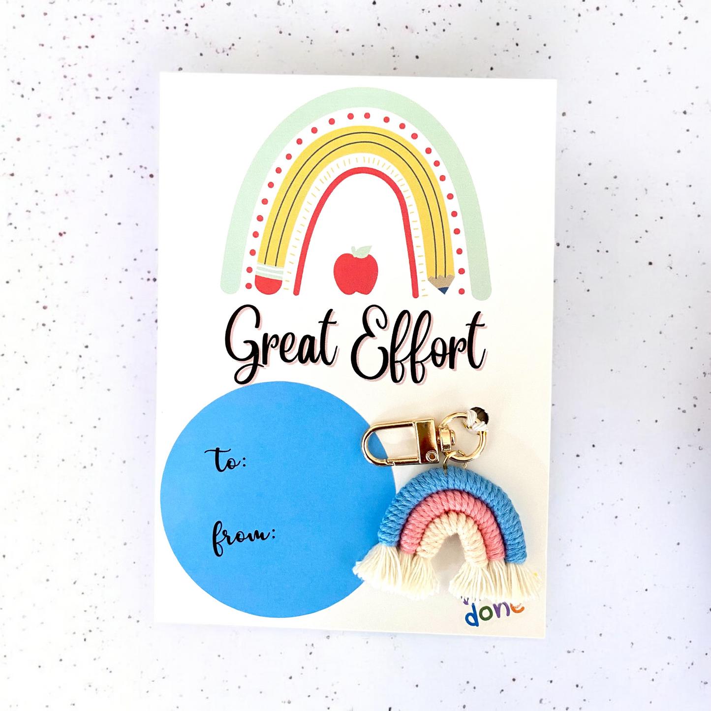 STUDENT | Great Effort Card | Rainbow Keyring Set