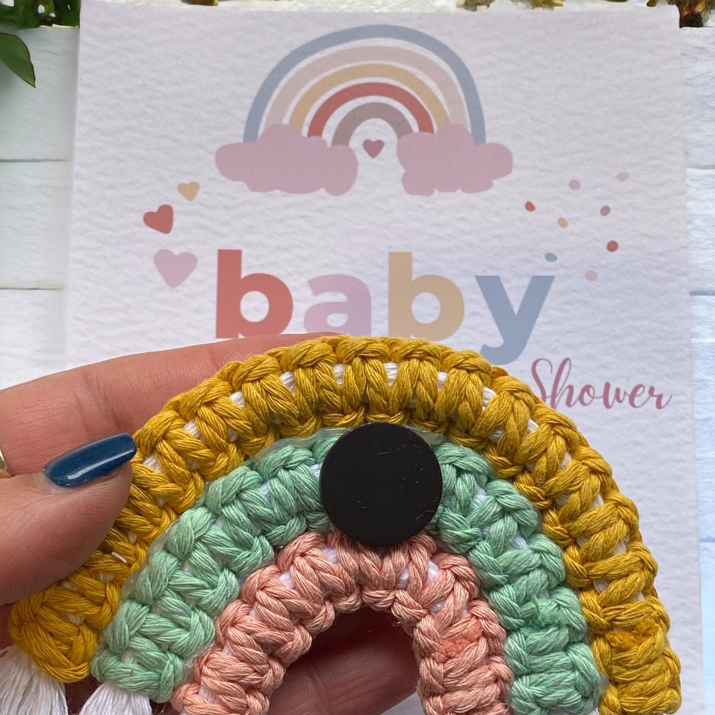 Baby Shower Thank you Bomboniere | Macrame Rainbow Fridge Magnet | Handmade Gift with Card - Cottonknotsxx