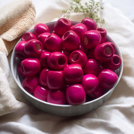 24 Pack | Wooden Beads | 17.5 x 16mm | Hole 7mm | Medium Violet