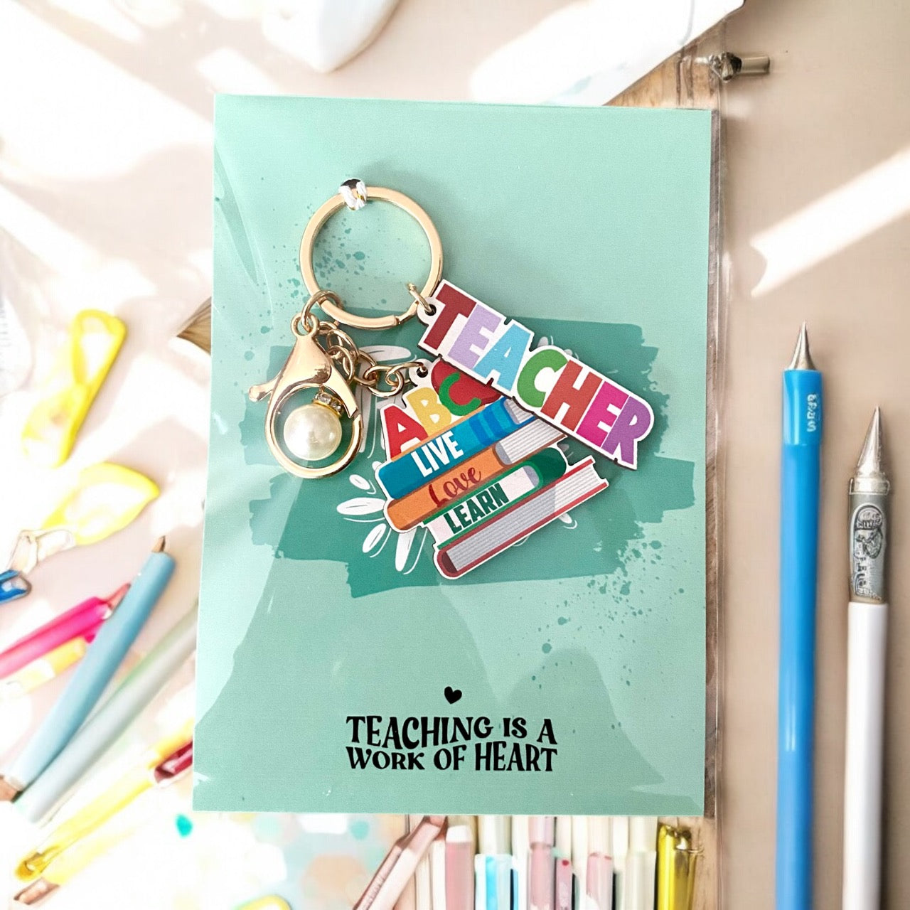 Brighten Their Day – Fun Teacher Keyring & Appreciation Card Set - Cottonknotsxx