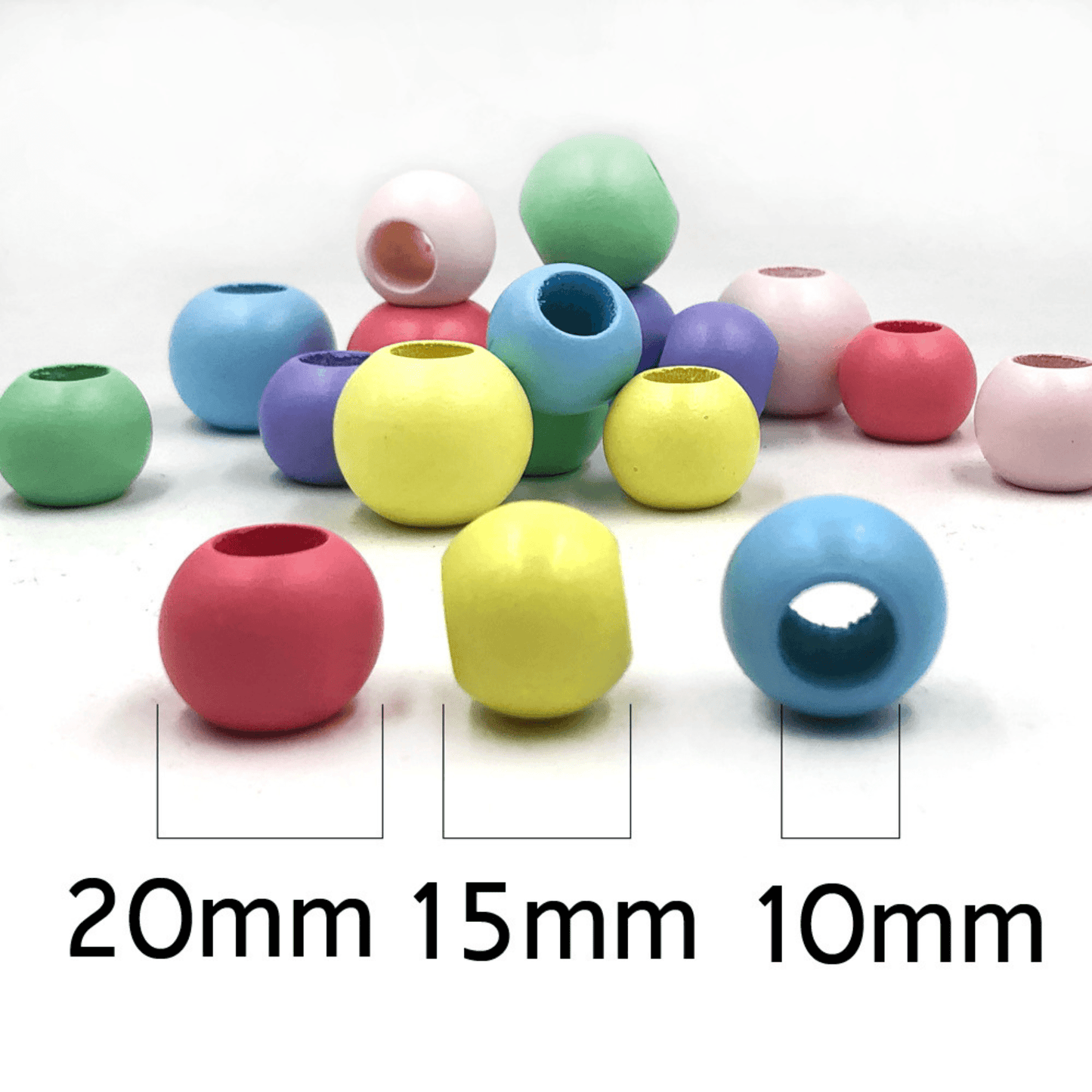 Pastel Coloured Smooth Beads // 20mm x 15mm // Hole 10mm // 12 or 24 pack - Cottonknotsxx