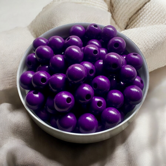 24 Pack | Wooden Round Beads | 16.5 x 15mm | Hole 4mm | Indigo