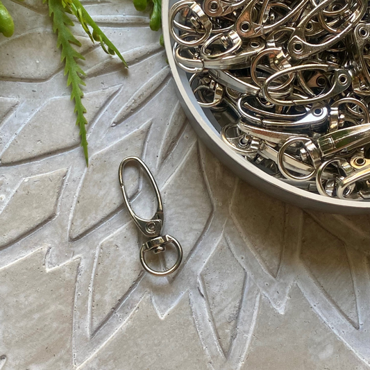 10 Pack | Iron Swivel Snap Hook Keyring Clasps | 37mm | Platinum