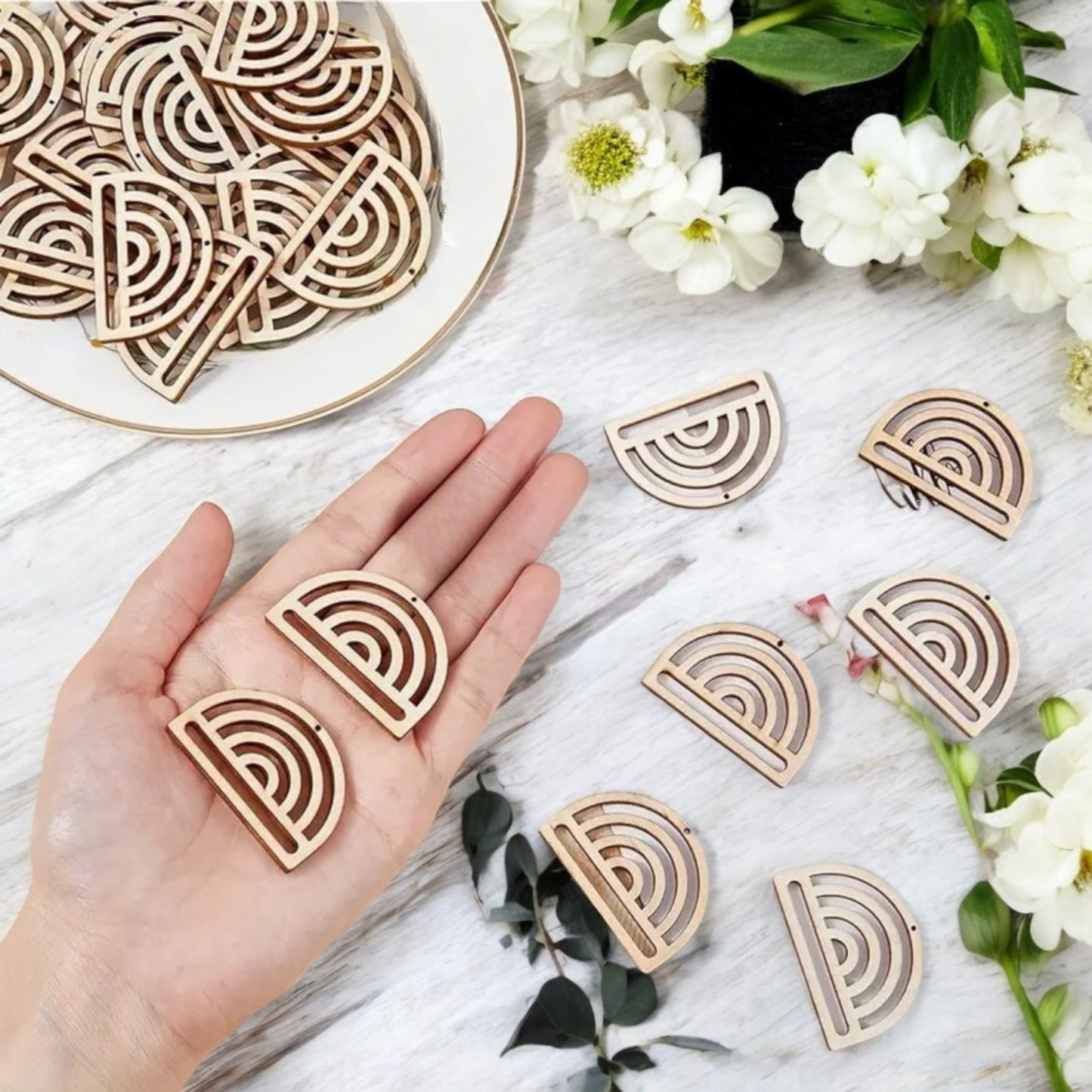 Laser cut macrame boho rainbow earring blanks - 20 BLANKS