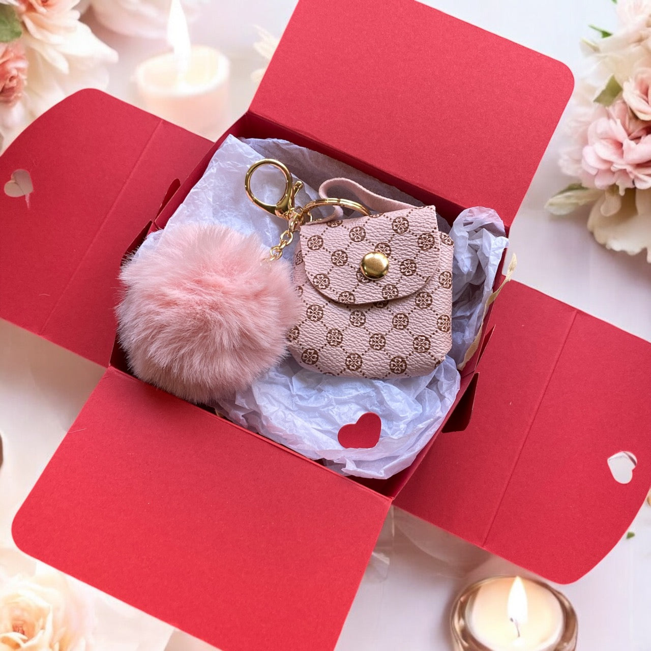 Pretty in Pink – Purse & Pom Pom Keyring Gift Set - Cottonknotsxx