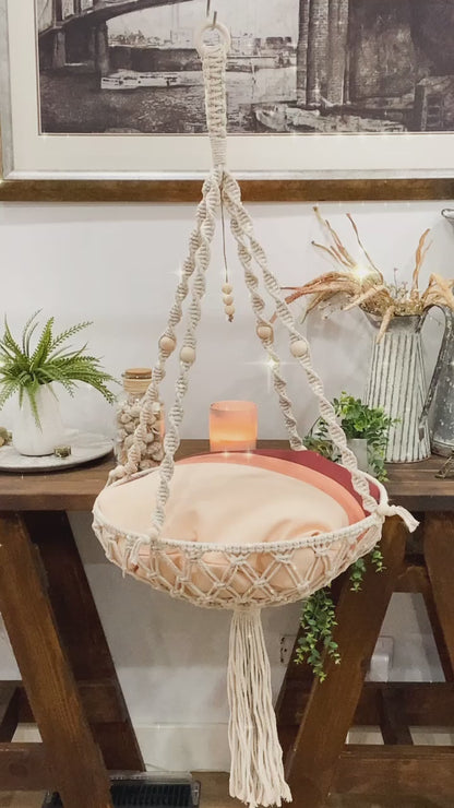 Bohemian Macrame Hanging Cat Bed