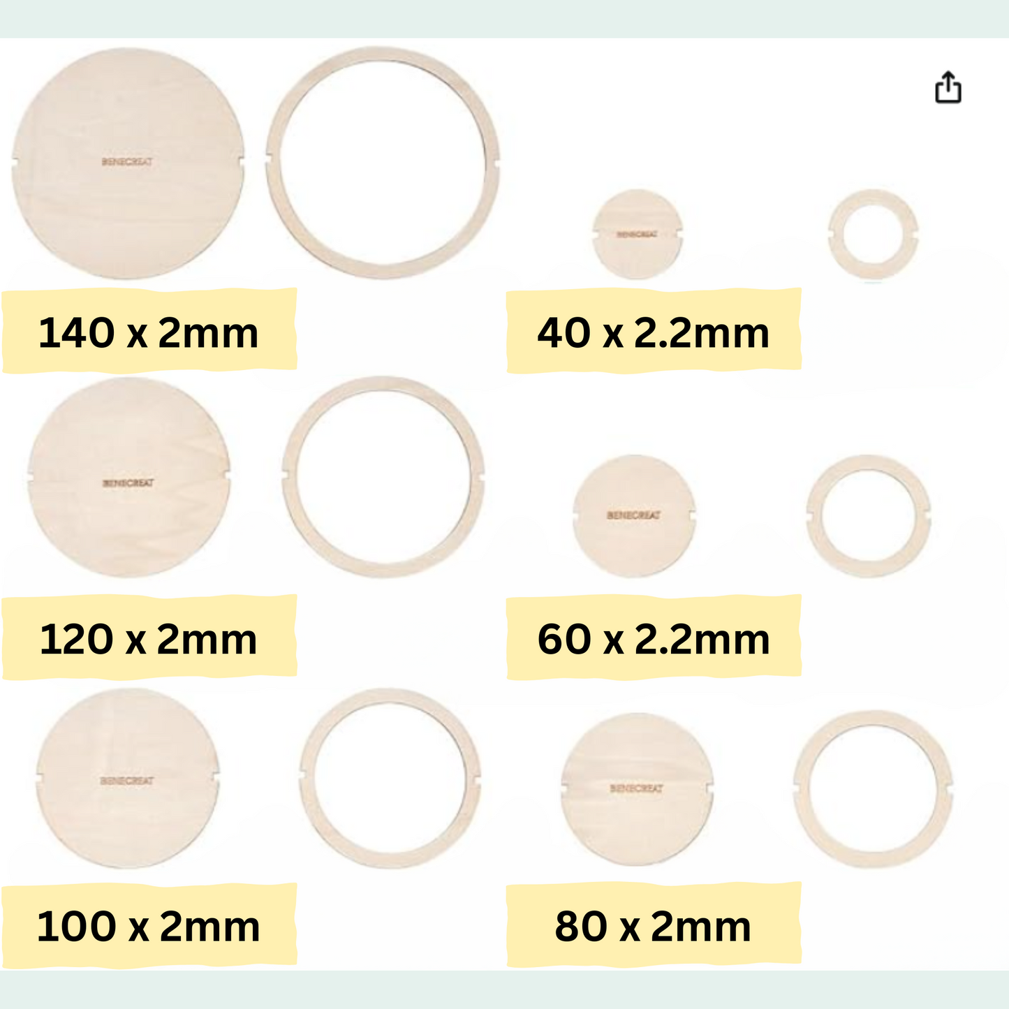 Round/Coaster Wooden Template | Includes 6 Sizes per pack