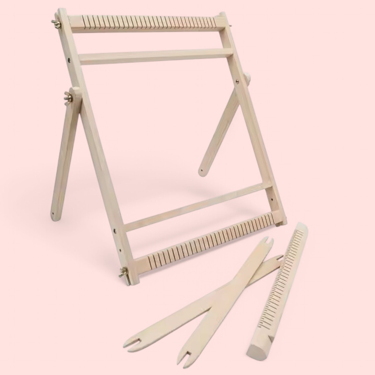 Weaving Loom Kit with Stand | Medium | 35cm x 43cm | Beechwood DIY Craft Kit - Cottonknotsxx