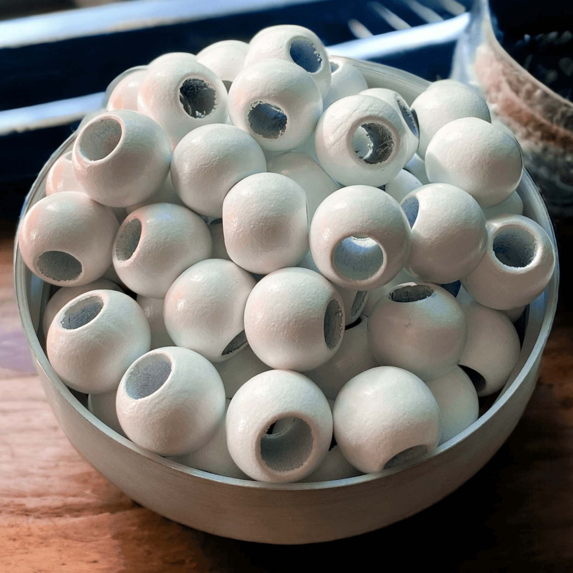Large White Smooth Beads // 20mm x 15mm // Hole 10mm // 12 or 24 pack - Cottonknotsxx
