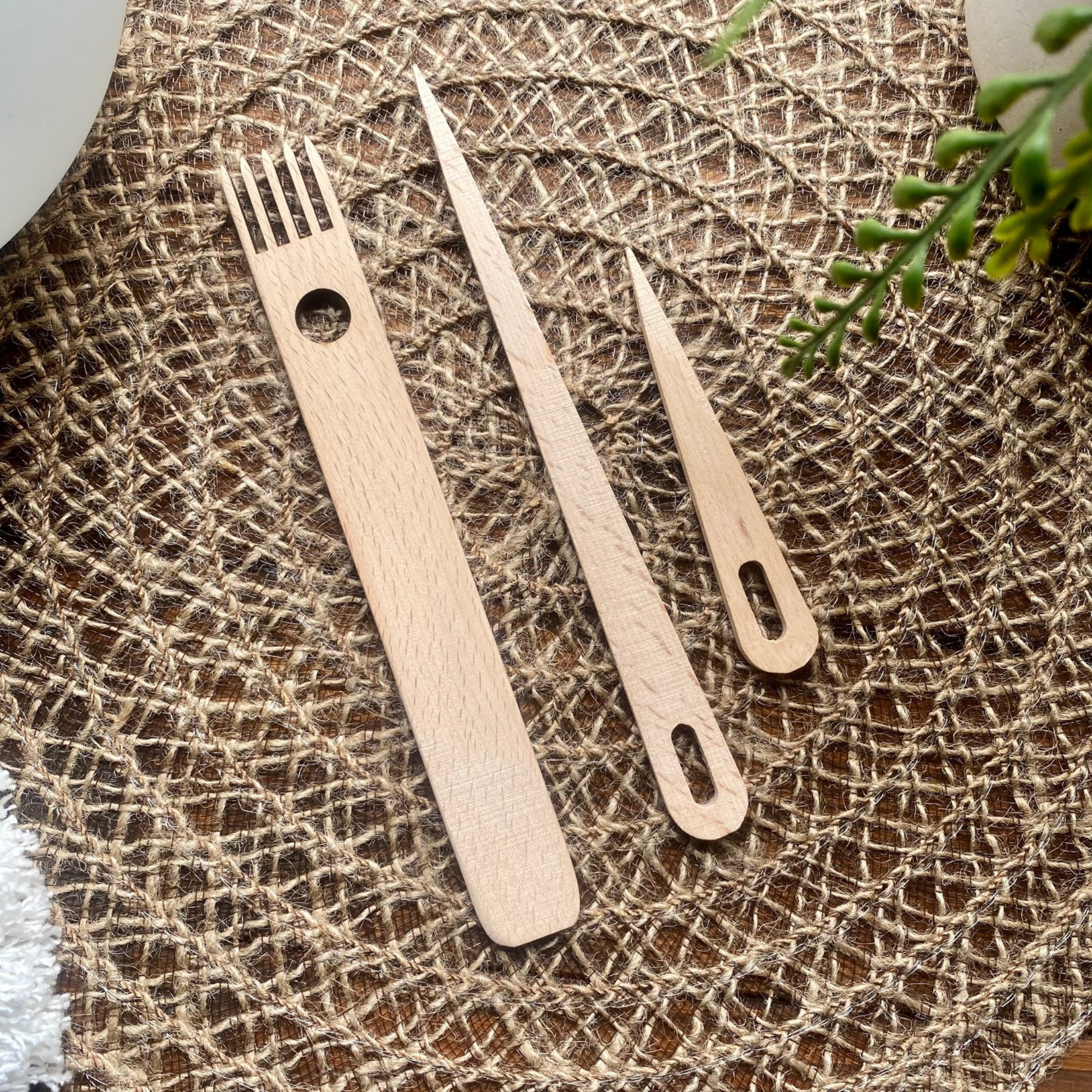 Wooden Weaving Tool Set | Set of 3 | comb needle tapestry weaving tools - Cottonknotsxx