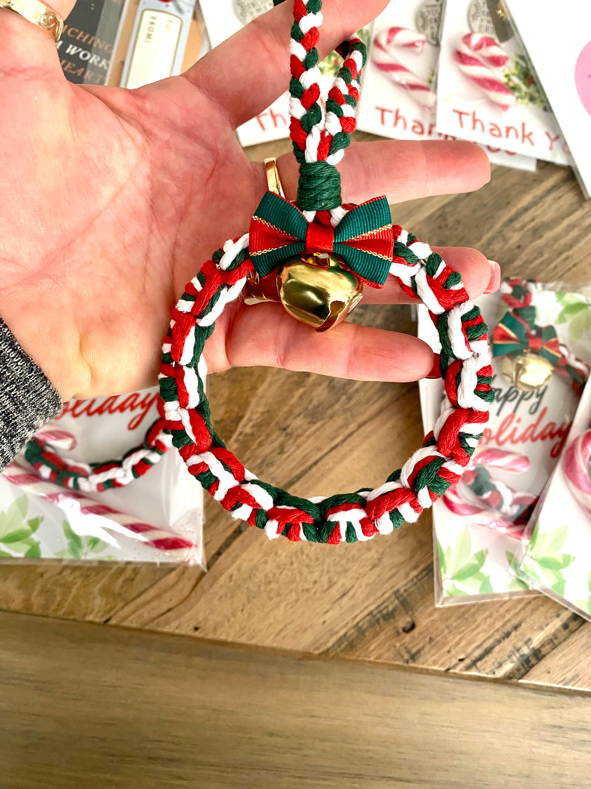 Wreath the Season – Handmade Ornament, Card & Candy Cane Set - Cottonknotsxx