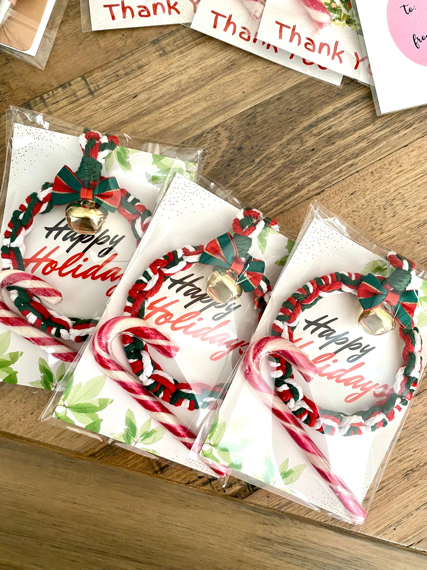 Wreath the Season – Handmade Ornament, Card & Candy Cane Set - Cottonknotsxx