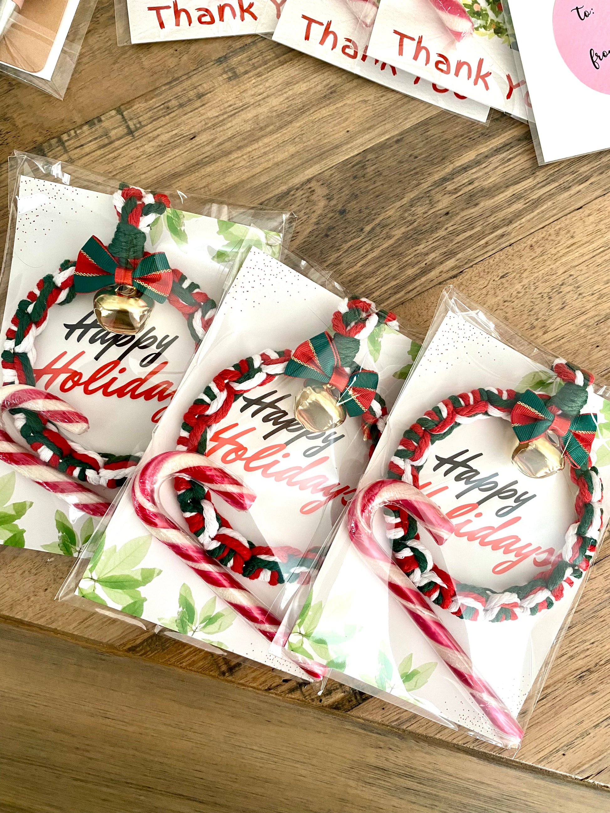 Wreath the Season – Handmade Ornament, Card & Candy Cane Set - Cottonknotsxx