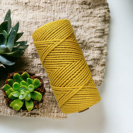 3MM 3Ply Macrame Cord | MUSTARD | 100% Cotton | 100m - Cottonknotsxx