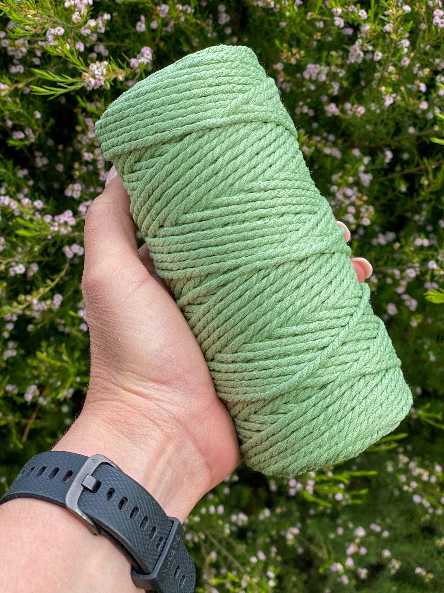 3MM 3Ply Rope // GREEN APPLE // Recycled Cotton - Cottonknotsxx