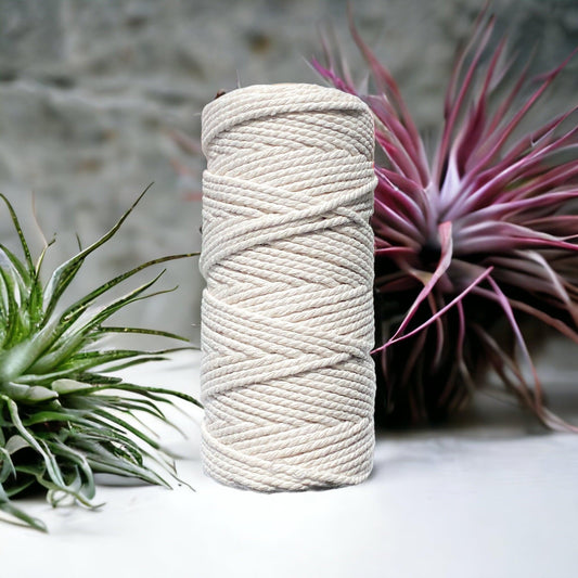 3MM 3Ply Rope // NATURAL // Recycled Cotton - Cottonknotsxx