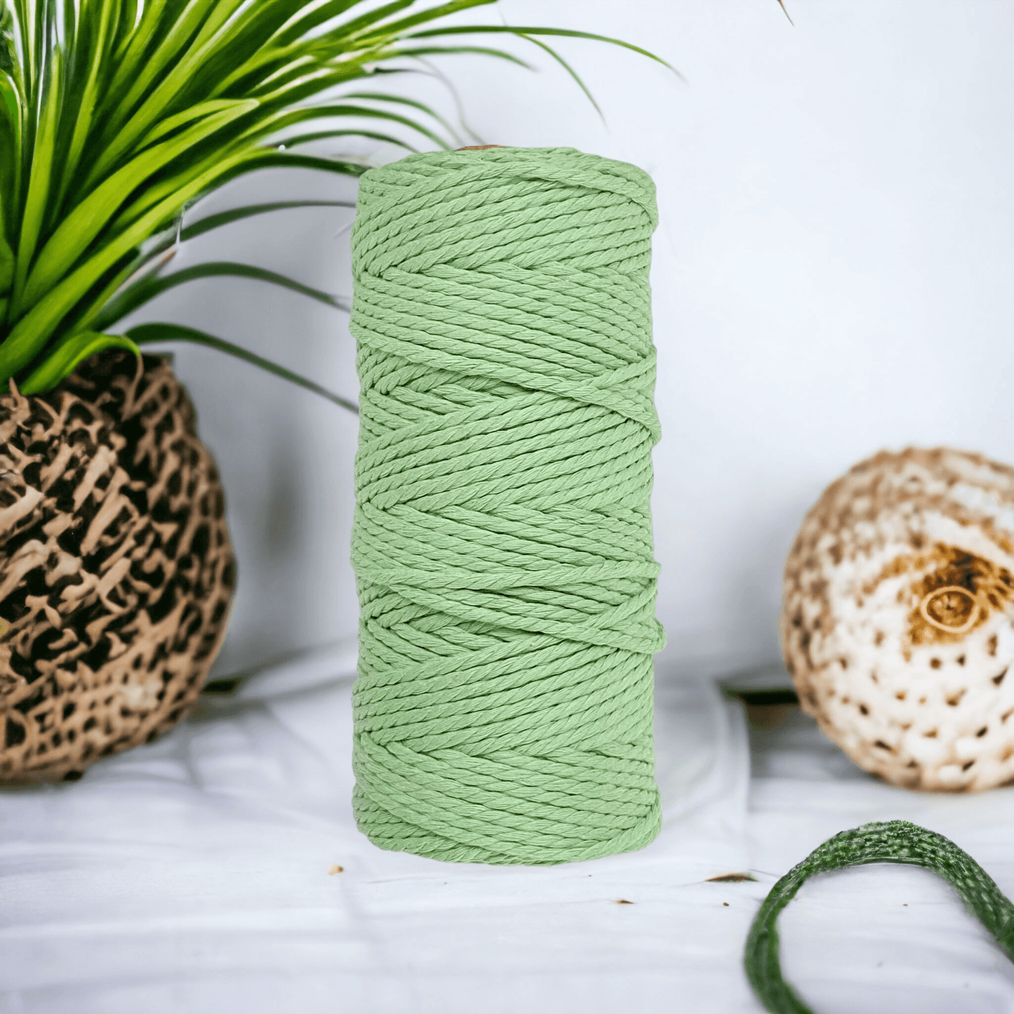 3MM 3Ply Rope // GREEN APPLE // Recycled Cotton - Cottonknotsxx