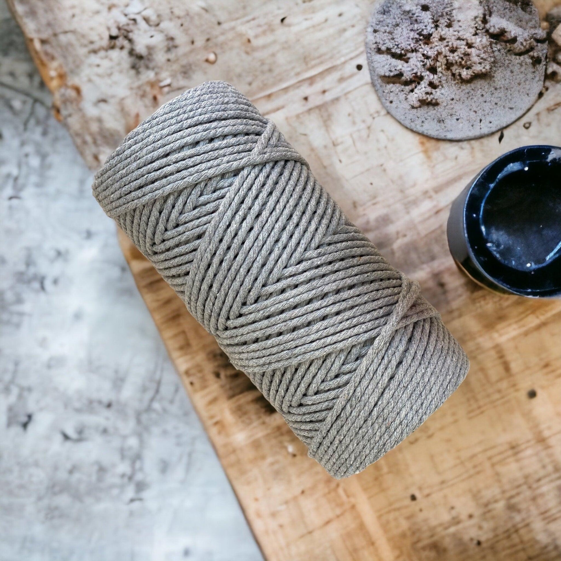 3MM 3Ply Rope // STEEL // 100% Cotton - Cottonknotsxx