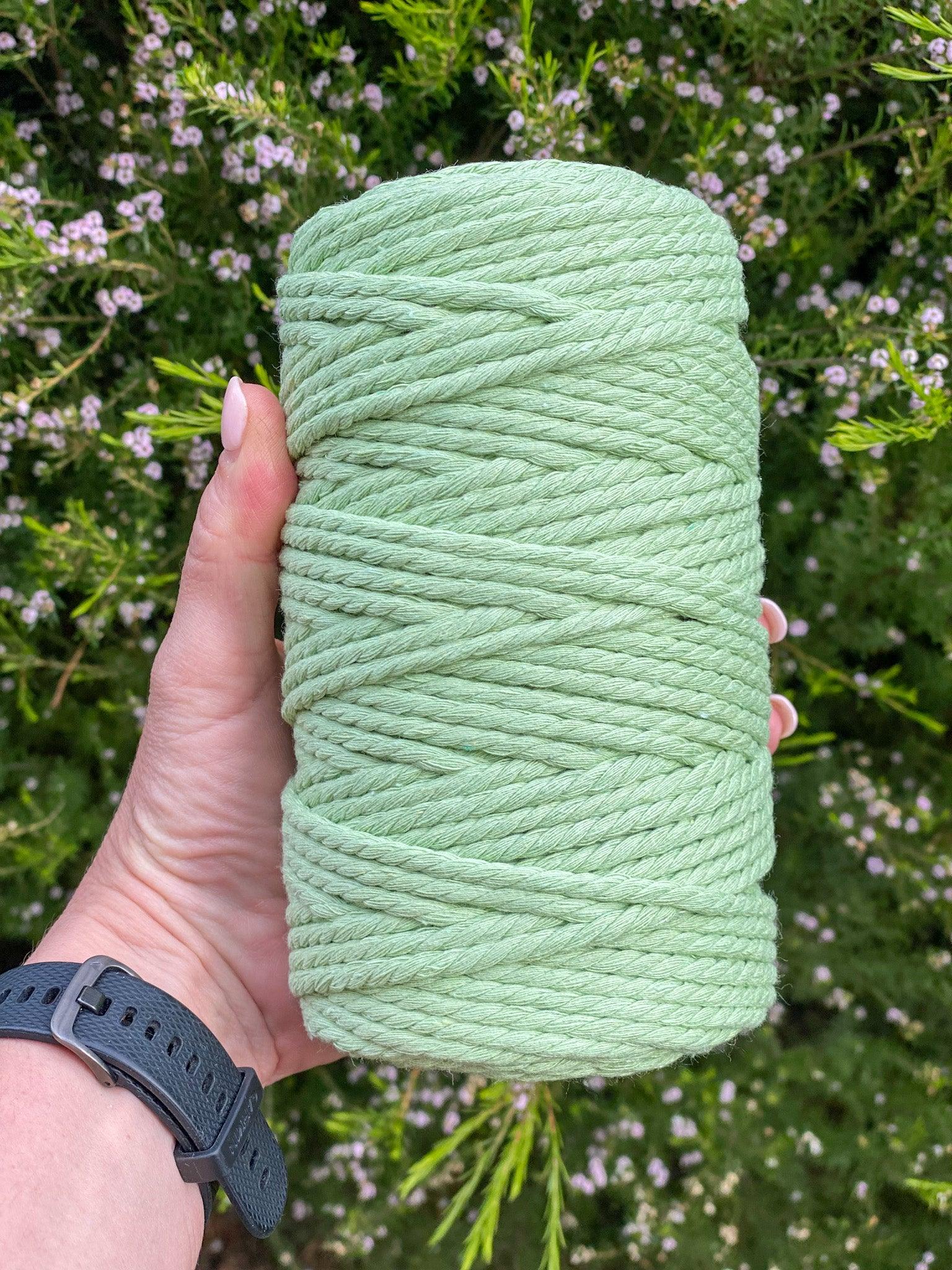 4MM 3ply Recycled Macrame Cord | GREEN APPLE | 100m - Cottonknotsxx
