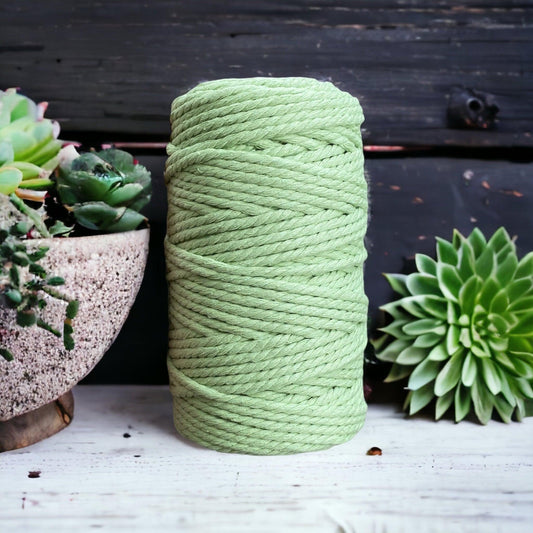 4MM 3ply Recycled Macrame Cord | GREEN APPLE | 100m - Cottonknotsxx