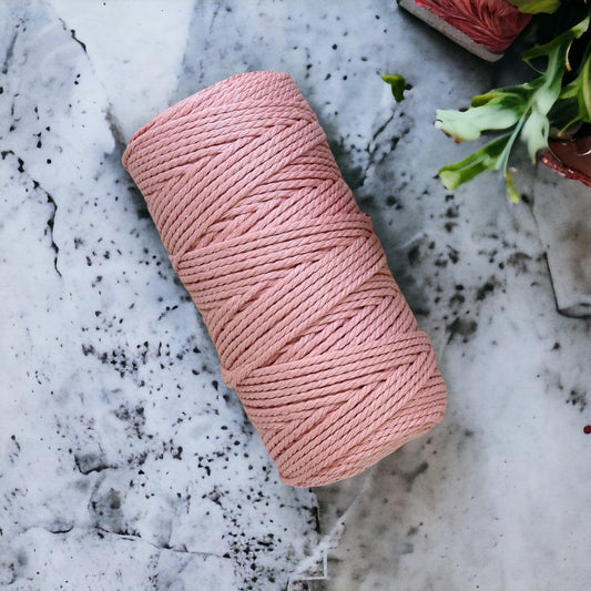 4MM 3Ply Rope // FLESH PINK // Recycled Cotton - Cottonknotsxx