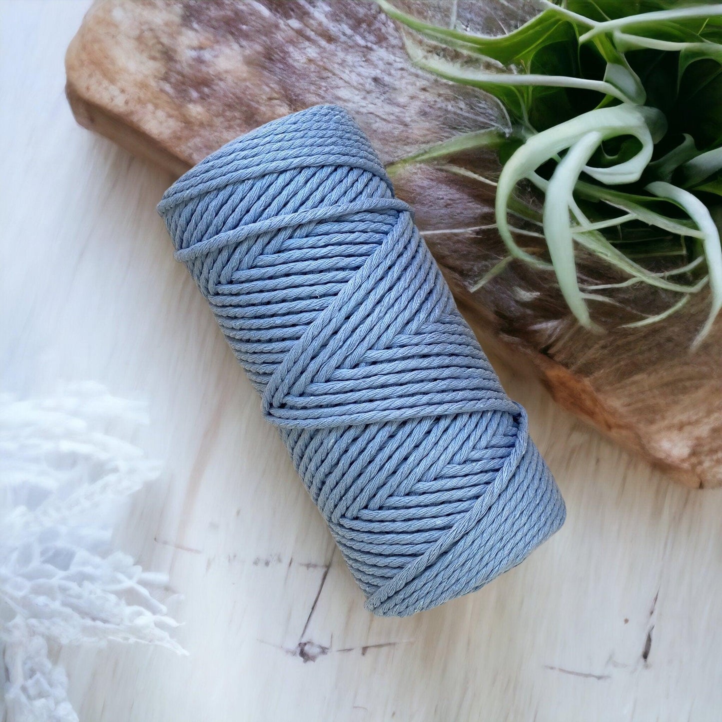 5MM 3Ply Rope // PASTEL BLUE // 100% Cotton - Cottonknotsxx