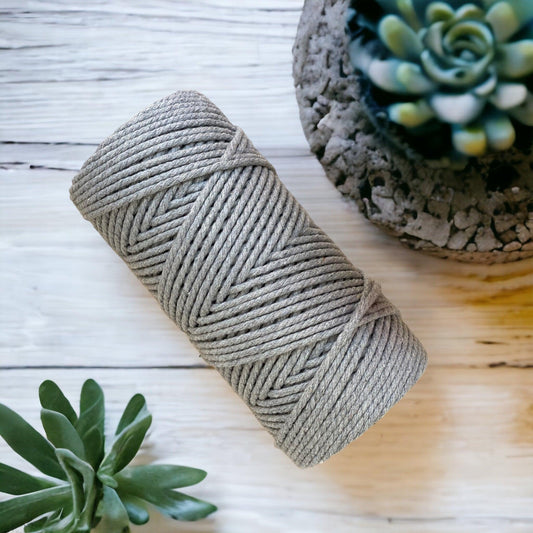5MM 3Ply Rope // STEEL // 100% Cotton - Cottonknotsxx