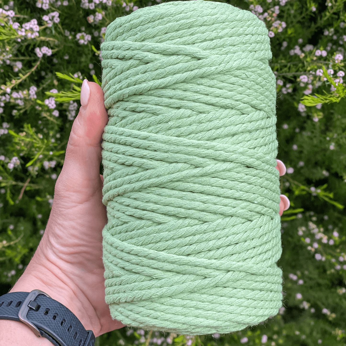 5MM 3Ply Rope // GREEN APPLE // Recycled Cotton - Cottonknotsxx