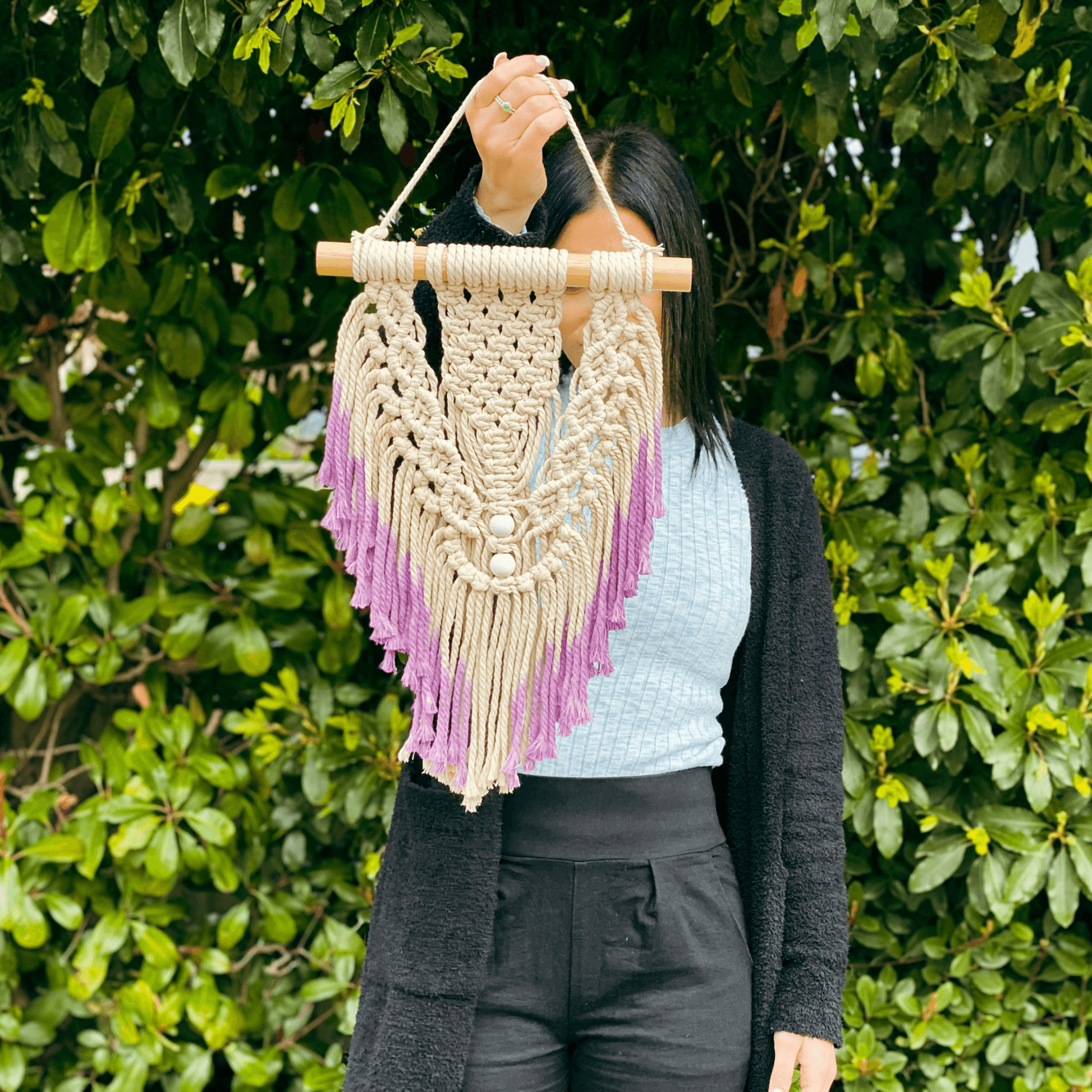 Handmade Macrame Wall Hanging // 'CELINE' in purple // 30cm x 50cm - Cottonknotsxx