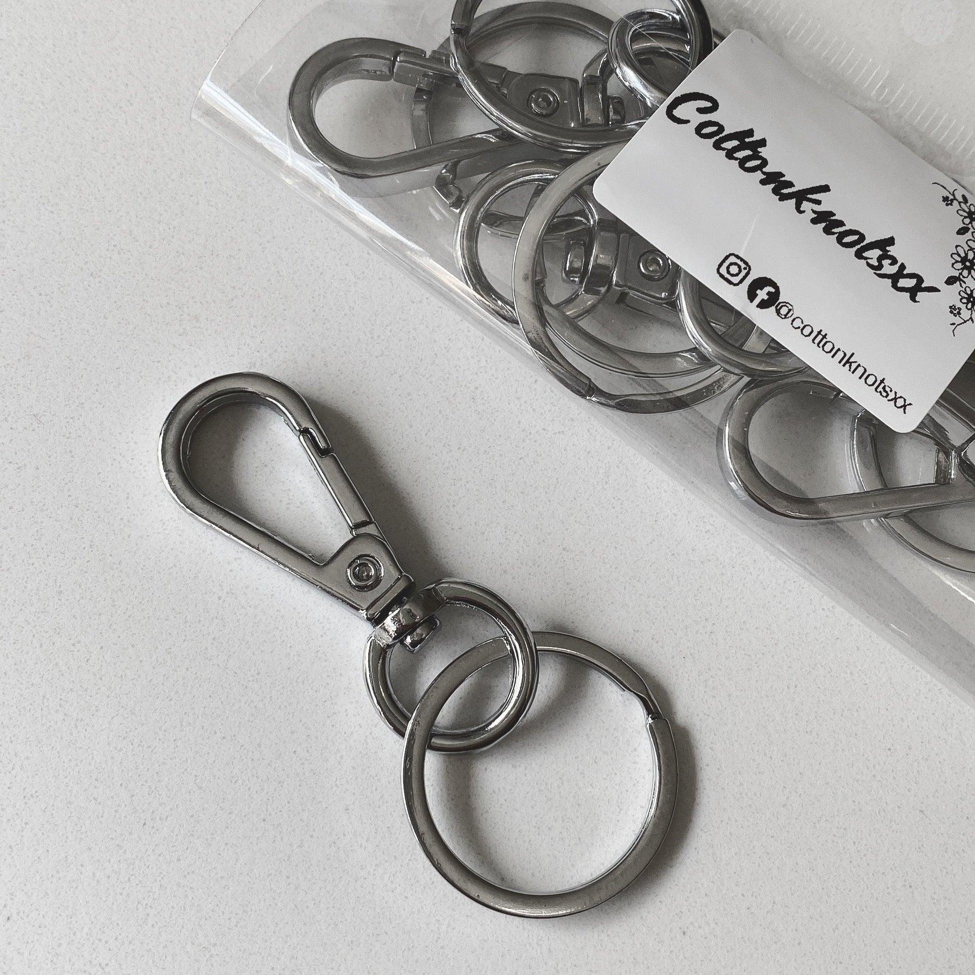 Swivel Snap Hook Keyrings – 5 Pack | Silver Alloy Clips for DIY & Crafts 🔑✨ - Cottonknotsxx